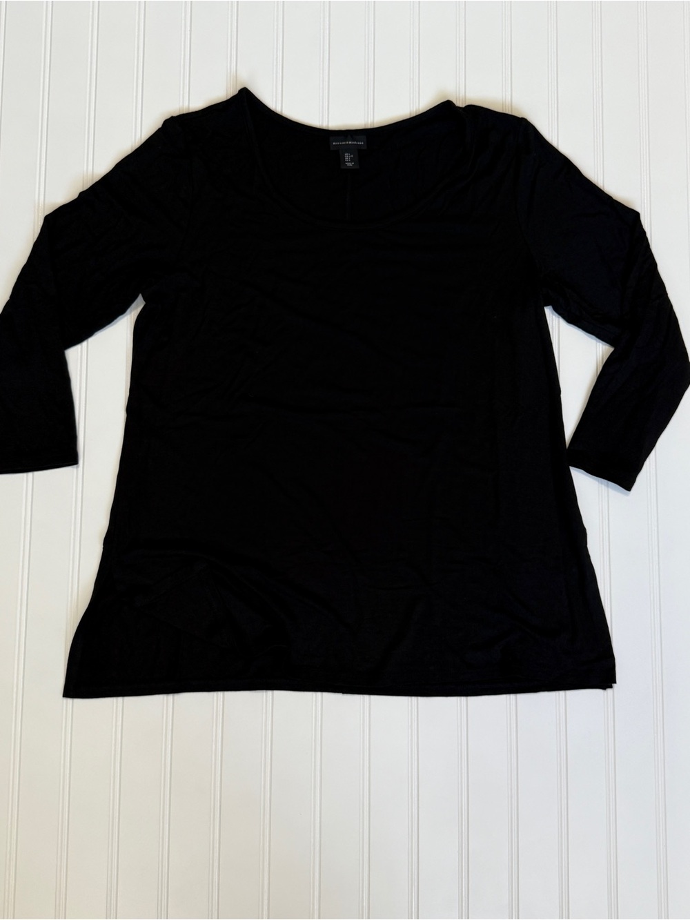 mercer & madison Black Boatneck 3/4 Sleeve Top